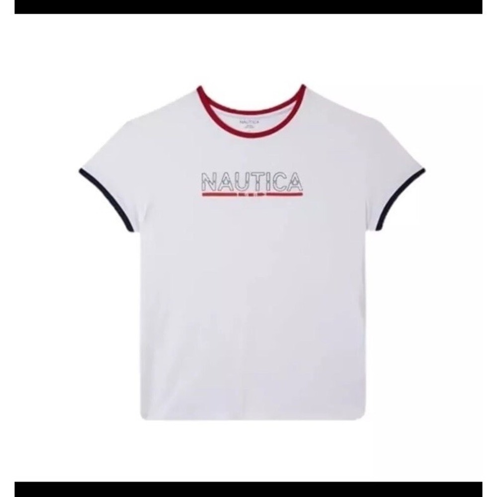 Nautica Jeans Ladies' Logo Short Sleeve Tee Shirt White Size XXL NWT